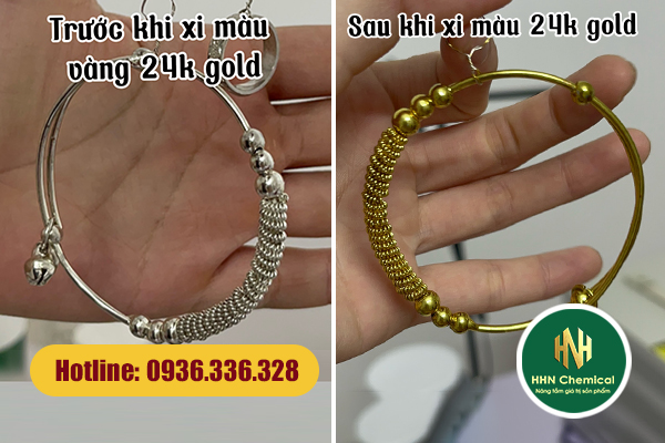 So sánh trang sức bạc trước và sau phủ Shinecoat AC 24 Gold