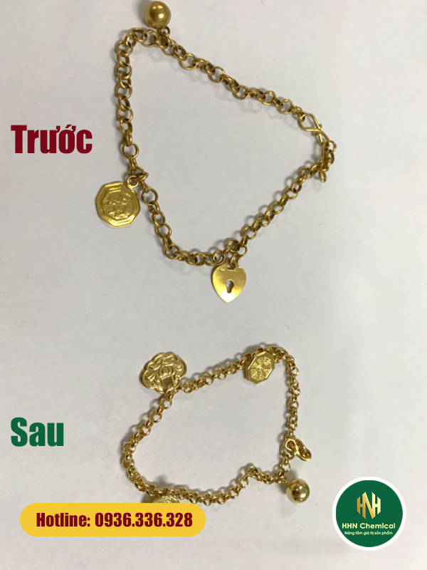 Dây truyền vàng xỉn màu được phục hồi độ sáng bóng vượt trội nhờ dung dịch Galvex 18.01.