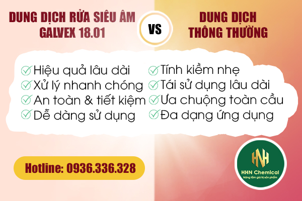 So sánh Galvex 18.01 với dung dịch rửa siêu âm thông thường